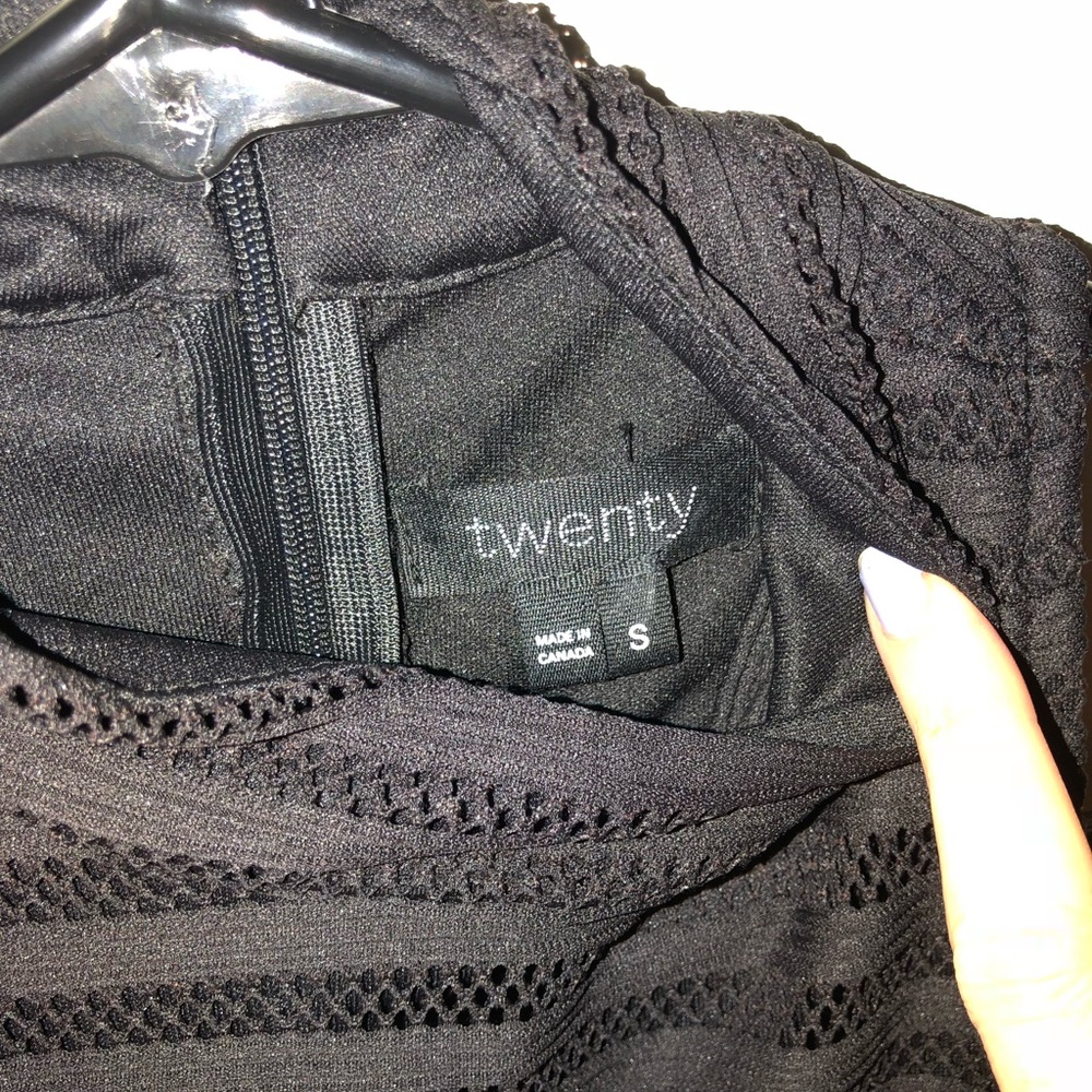 Revolve black mesh crochet turtleneck dress Twenty - Picture 8 of 8